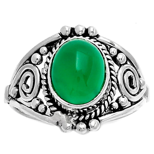 Natural Green Onyx Ring size-7.5 R-1270 SDR179601