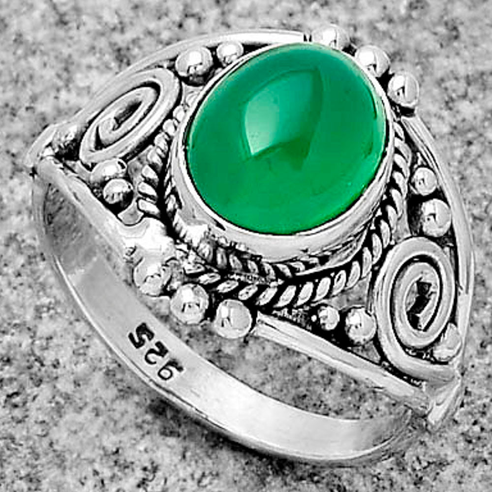 Natural Green Onyx Ring size-7.5 R-1270 SDR179601