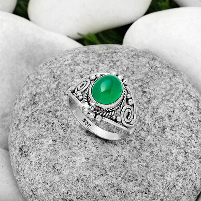 Natural Green Onyx Ring size-7.5 R-1270 SDR179601