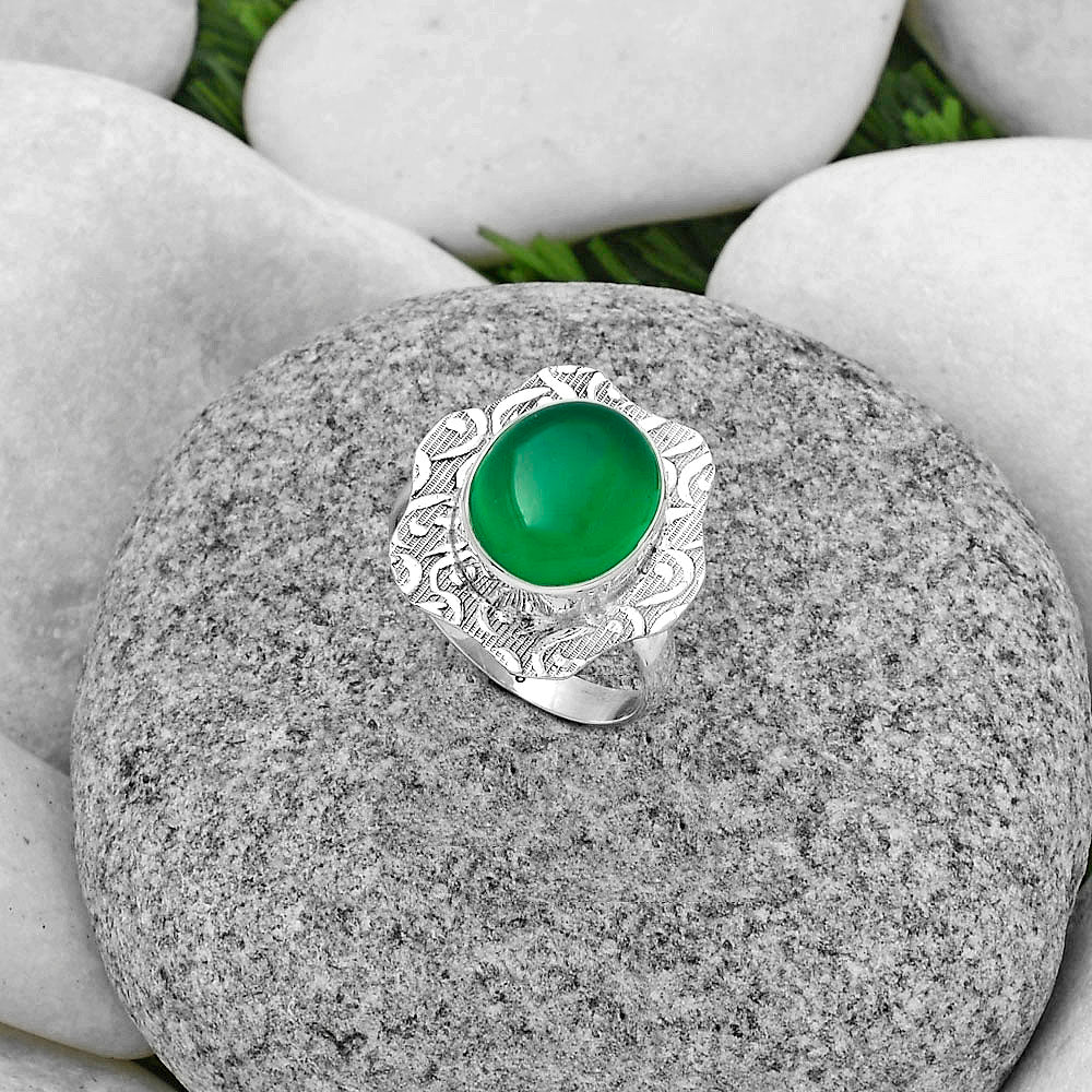 Natural Green Onyx Ring size-7 R-1090 SDR179700