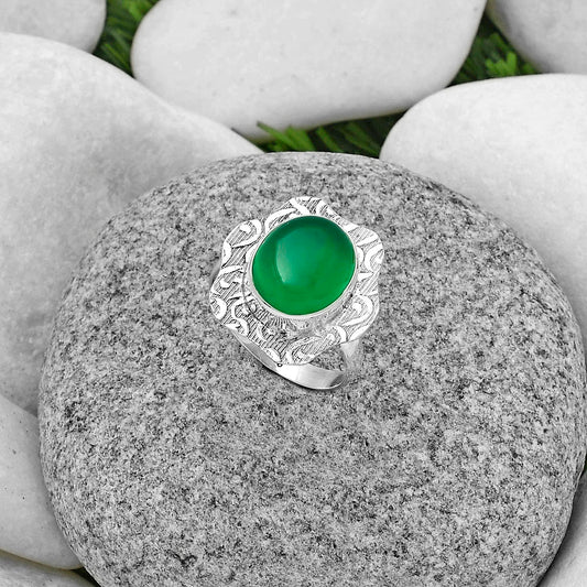 Natural Green Onyx Ring size-7 R-1090 SDR179700