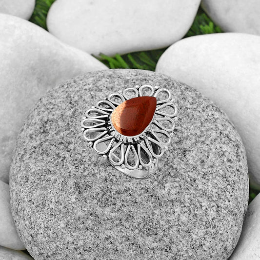 Natural Red Moss Agate Ring size-7.5 R-1527 SDR179749