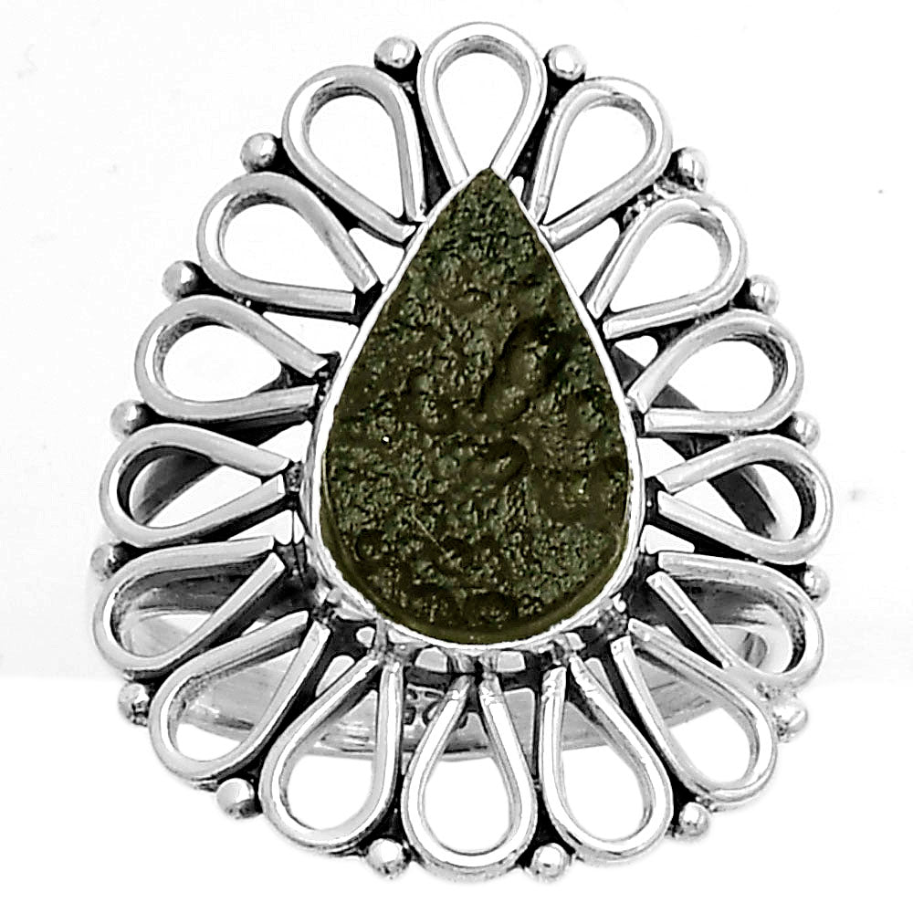 Natural Tektite Rough - Greek Ring size-7 R-1527 SDR179753