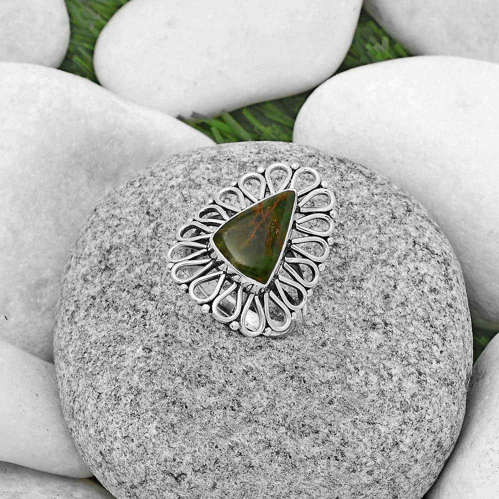 Turkish Rainforest Chrysocolla Ring size-7.5 R-1527 SDR179754