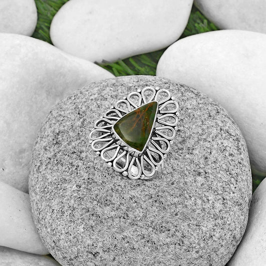 Turkish Rainforest Chrysocolla Ring size-7.5 R-1527 SDR179754