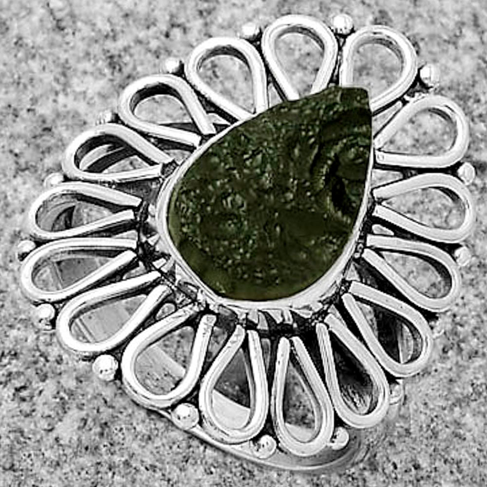 Natural Tektite Rough - Greek Ring size-8 R-1527 SDR179788