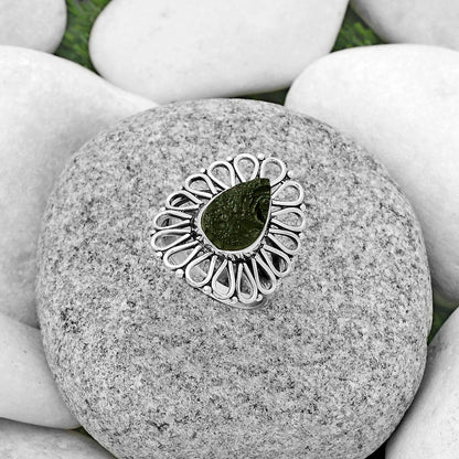 Natural Tektite Rough - Greek Ring size-8 R-1527 SDR179788