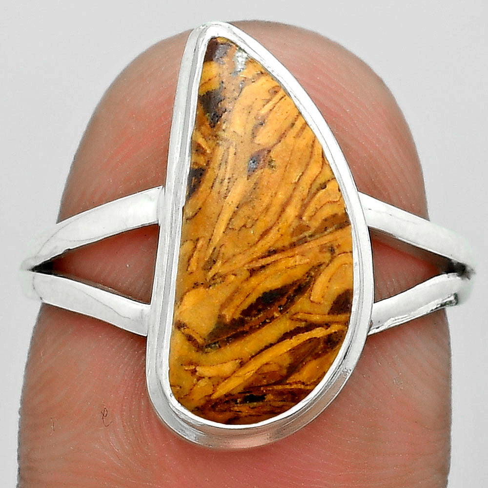 Coquina Fossil Jasper - India Ring size-7.5 R-1008 SDR179903