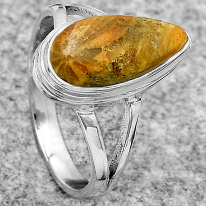 Natural Palm Root Fossil Agate Ring size-7.5 R-1008 SDR179933