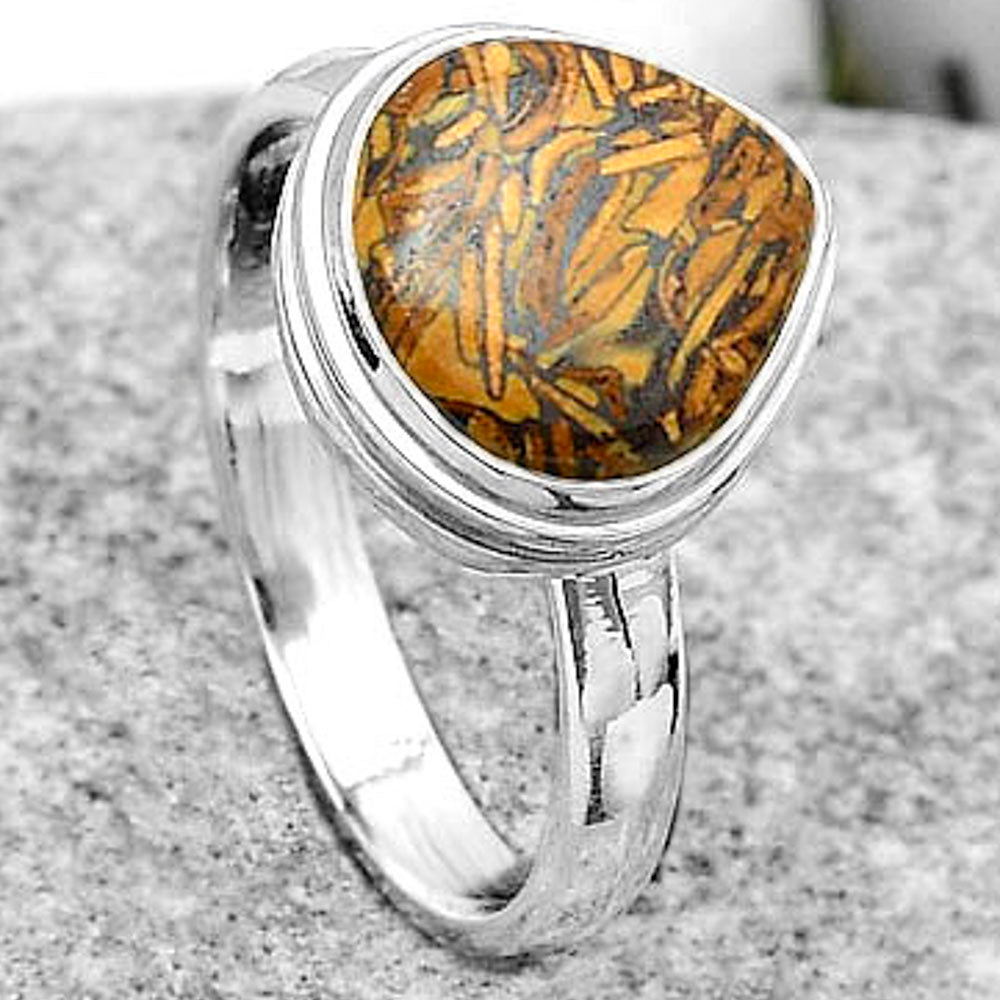 Natural Coquina Fossil Jasper India Ring size-7 R-1007 SDR179965