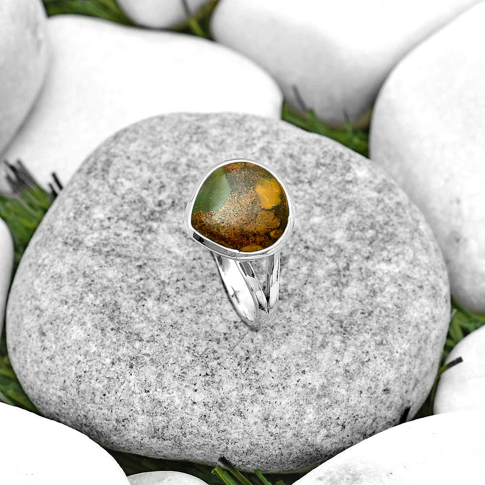 Turkish Rainforest Chrysocolla Ring size-8.5 R-1008 SDR180209