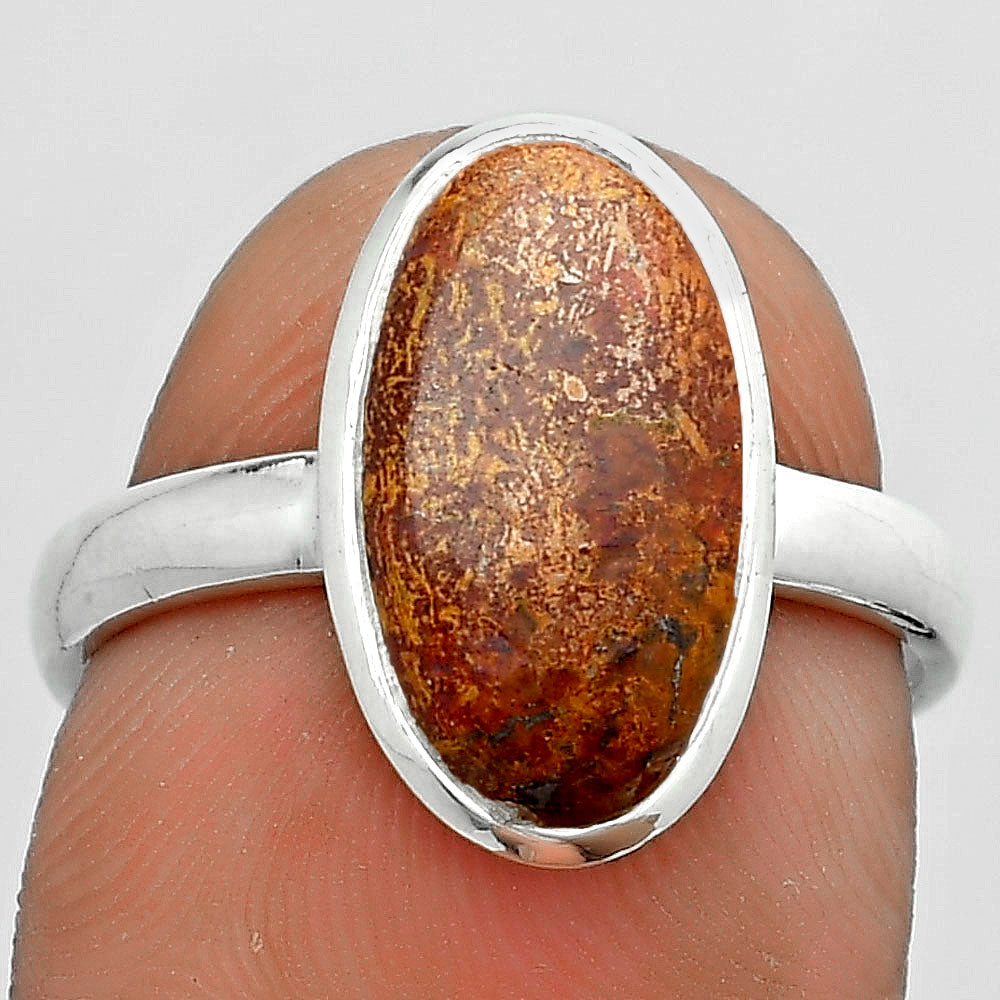 Natural Red Moss Agate Ring size-7.5 R-1007 SDR180214