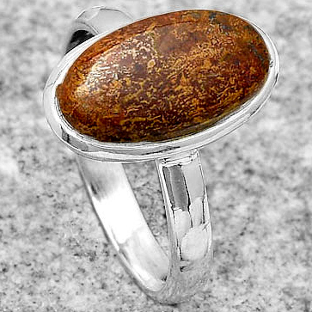 Natural Red Moss Agate Ring size-7.5 R-1007 SDR180214