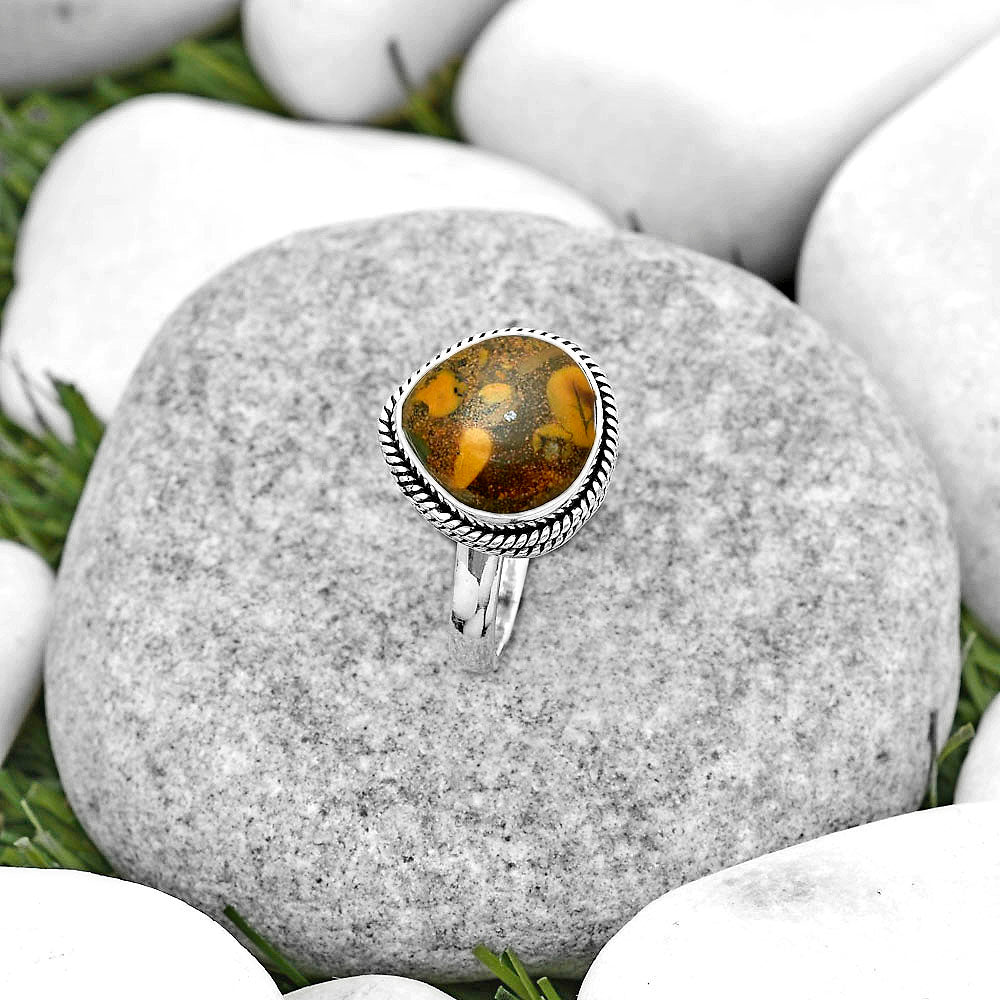 Natural Coquina Fossil Jasper India Ring size-8 R-1009 SDR180343