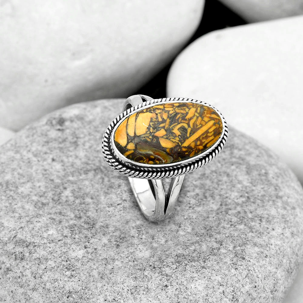 Coquina Fossil Jasper - India Ring size-7.5 R-1010 SDR180830