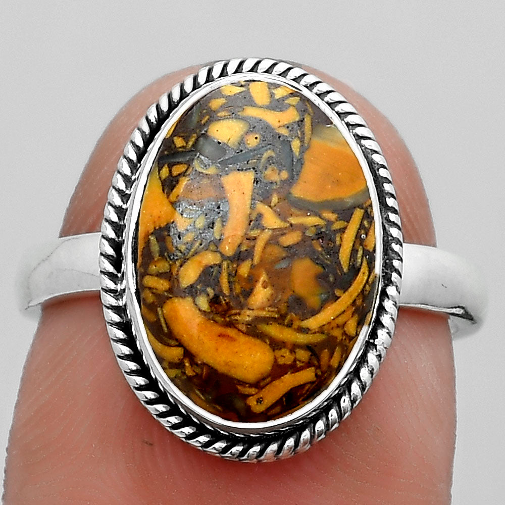 Coquina Fossil Jasper - India Ring size-7.5 R-1009 SDR180832