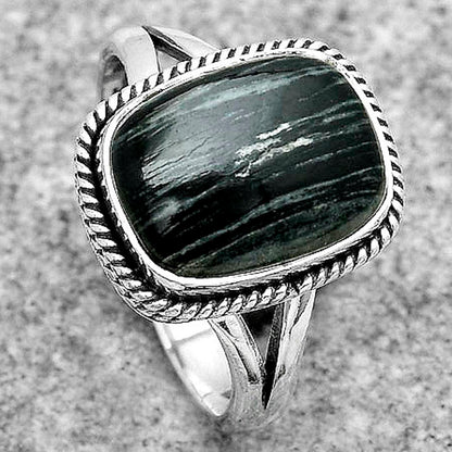Natural Silver Leaf Obsidian Ring size-7.5 R-1010 SDR180836