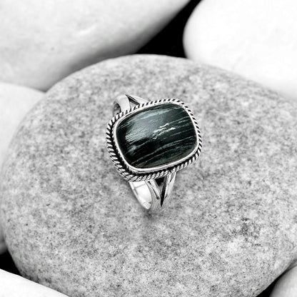 Natural Silver Leaf Obsidian Ring size-7.5 R-1010 SDR180836