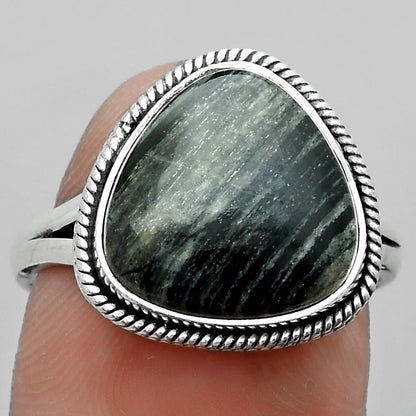 Natural Silver Leaf Obsidian Ring size-8.5 R-1010 SDR180848
