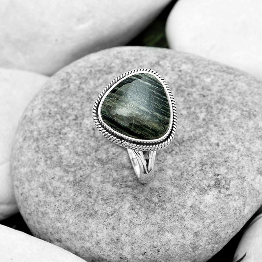 Natural Silver Leaf Obsidian Ring size-8.5 R-1010 SDR180848