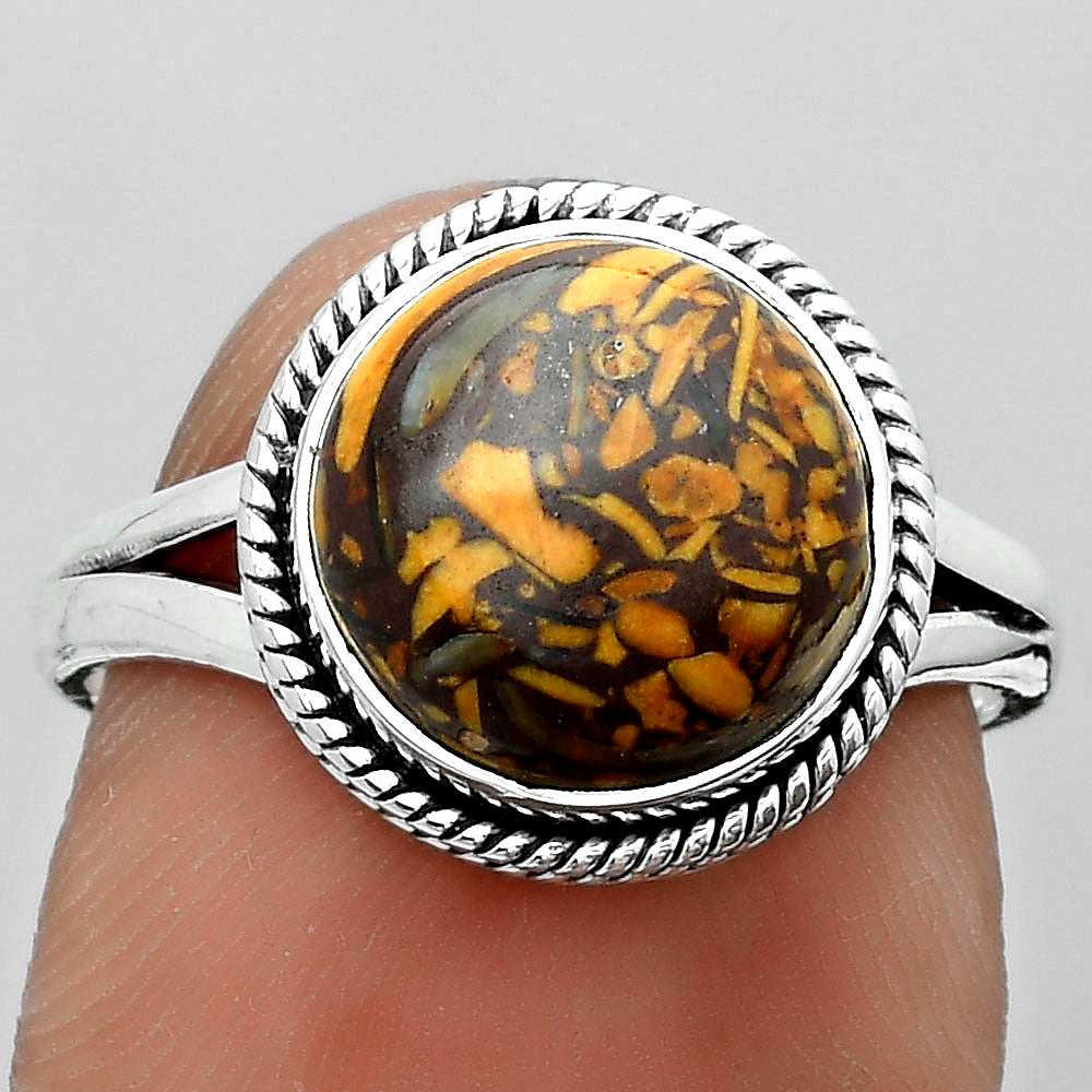 Natural Coquina Fossil Jasper India Ring size-7 R-1010 SDR180911