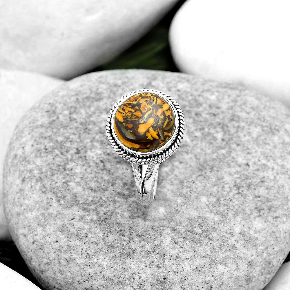Natural Coquina Fossil Jasper India Ring size-7 R-1010 SDR180911