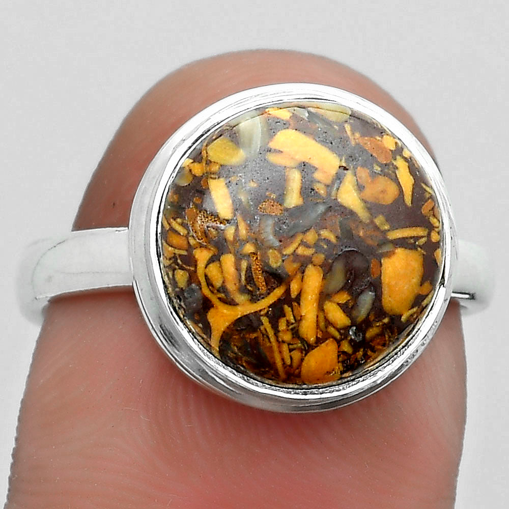 Natural Coquina Fossil Jasper India Ring size-8 R-1007 SDR181008