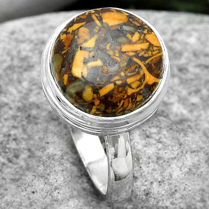 Natural Coquina Fossil Jasper India Ring size-8 R-1007 SDR181008