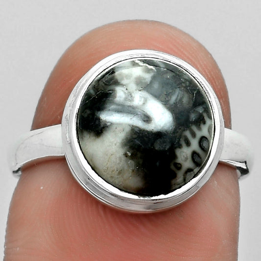 Natural Mexican Cabbing Fossil Ring size-7.5 R-1007 SDR181052