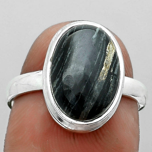 Natural Silver Leaf Obsidian Ring size-7.5 R-1007 SDR181056