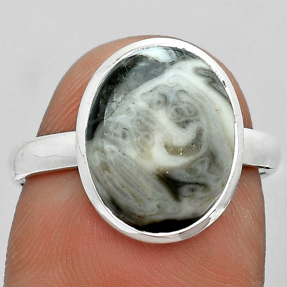 Natural Mexican Cabbing Fossil Ring size-7.5 R-1007 SDR181144