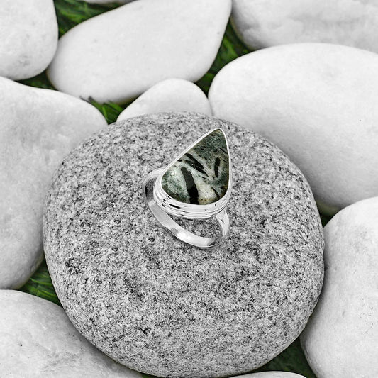 Natural Hornblende Ring size-8.5 R-1007 SDR181177