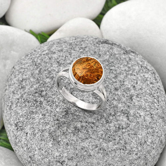 Natural Coquina Fossil Jasper India Ring size-7 R-1008 SDR181196