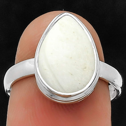 Natural White Scolecite Ring size-7 R-1007 SDR181204