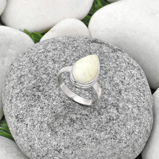 Natural White Scolecite Ring size-7 R-1007 SDR181204