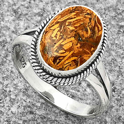 Coquina Fossil Jasper - India Ring size-7.5 R-1010 SDR181243