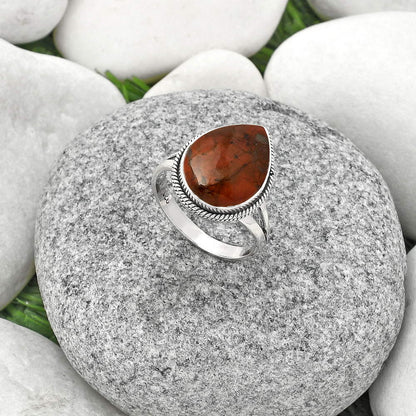 Natural Red Brecciated Jasper Ring size-8.5 R-1010 SDR181277