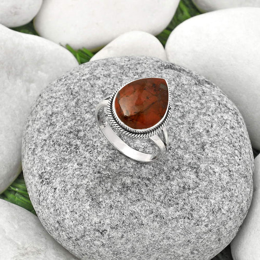 Natural Red Brecciated Jasper Ring size-8.5 R-1010 SDR181277