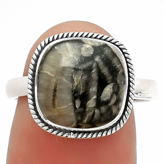 Natural Mexican Cabbing Fossil Ring size-8 R-1009 SDR181300