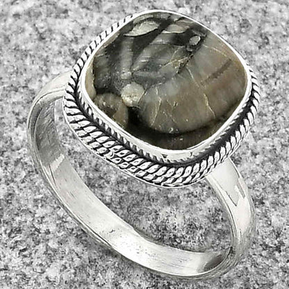 Natural Mexican Cabbing Fossil Ring size-8 R-1009 SDR181300
