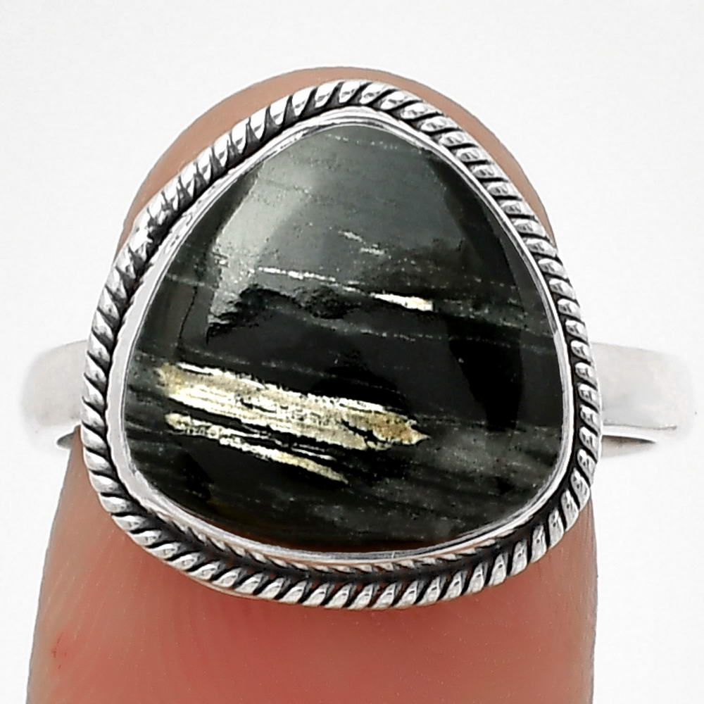 Natural Silver Leaf Obsidian Ring size-8.5 R-1009 SDR181416
