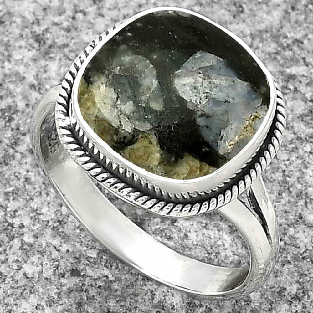 Llanite Blue Opal Crystal Sphere Ring size-8.5 R-1010 SDR181435