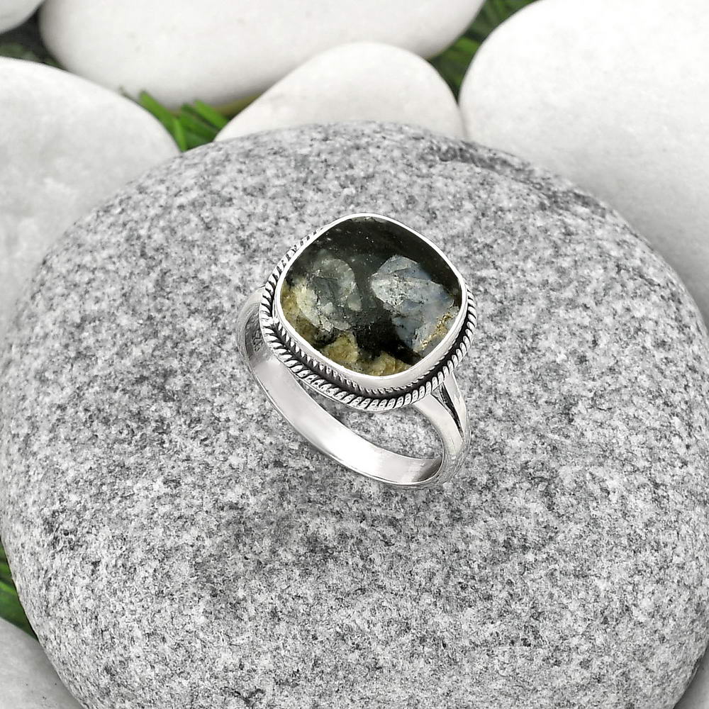 Llanite Blue Opal Crystal Sphere Ring size-8.5 R-1010 SDR181435