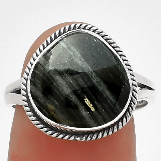Natural Silver Leaf Obsidian Ring size-8 R-1010 SDR181452
