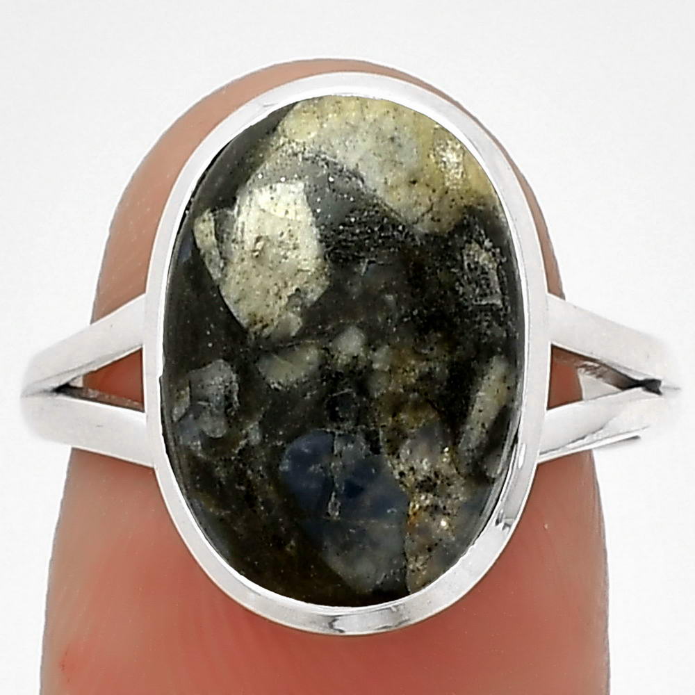 Llanite Blue Opal Crystal Sphere Ring size-7.5 R-1005 SDR181475