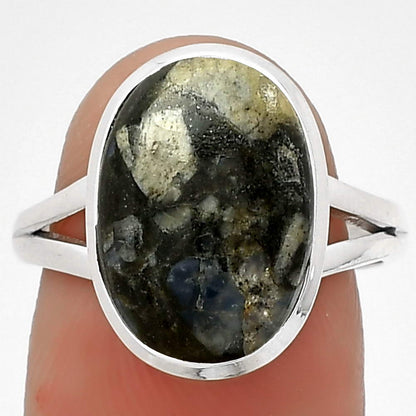 Llanite Blue Opal Crystal Sphere Ring size-7.5 R-1005 SDR181475