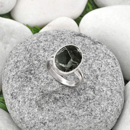 Natural Obsidian And Zinc Ring size-7 R-1005 SDR181489