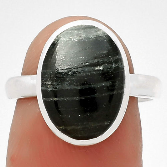 Natural Silver Leaf Obsidian Ring size-7 R-1004 SDR181499