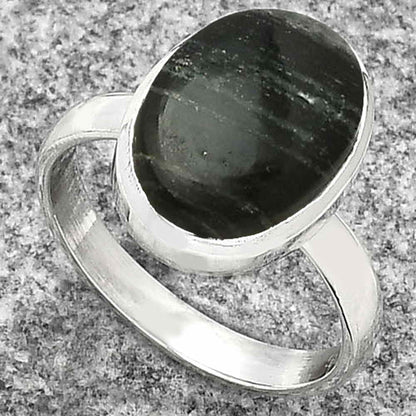 Natural Silver Leaf Obsidian Ring size-7 R-1004 SDR181499