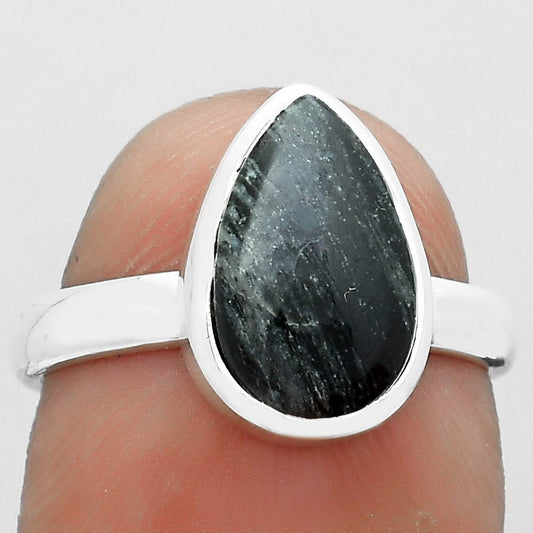 Natural Silver Leaf Obsidian Ring size-7 R-1004 SDR181532